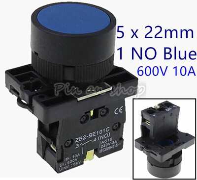 5 x 22mm 1 NO N/O Blue Sign Momentary Push Button Switch 600