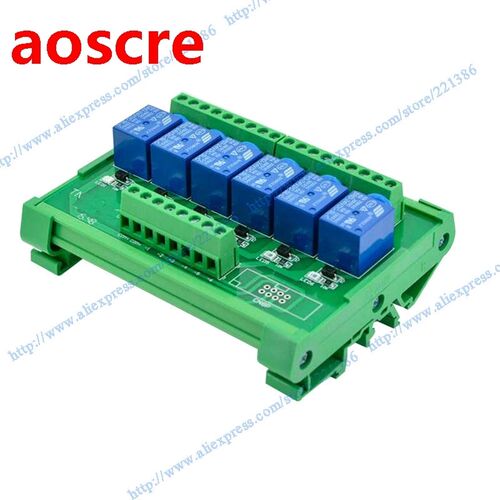 6 channels 48V 10A DIN rail mount Relay Module driver board
