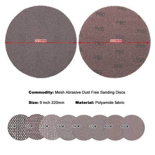 10pcs 9Inch 220mm Mesh Grip Discs Dust Free Grid Line Abrasi