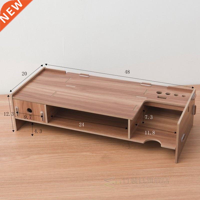 Wooden Monitor Stand Riser Computer Desk Organizer with Keyb