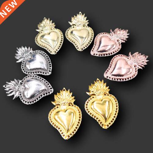 4pcs Silver Color/Gold Large Catholic Sacred Heart Pendant D