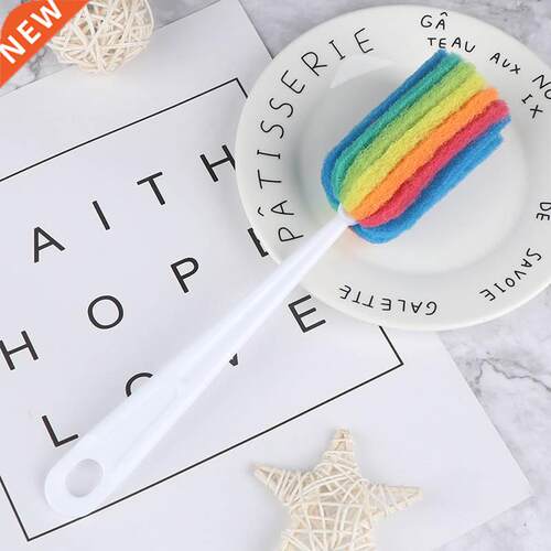 Rainbow Color Cup Brush Kitchen Cleaning Sponge Brush For Wi