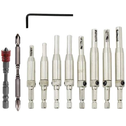 10Pcs Hinge Drill Bit Set with Bit Self-Centering Drill Bit