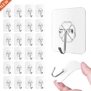 24Pcs Strong Transparent Cup Sucker Wall Hooks Hanger Kitch
