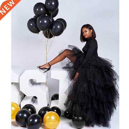 Chic Black Puffy Hi Low Tutu Party Skirt High Low Tulle Skir