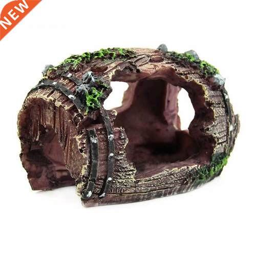 Resin Aquarium Ornaments Decorations Artificial Barrel Cave