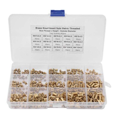 450Pcs Molded-in Brass Insert Embedded Nut Knurled Brass Nut
