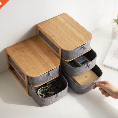 K1KF 2/3 Layers Bamboo Wood Oxford Cloth Drawer Stora Box