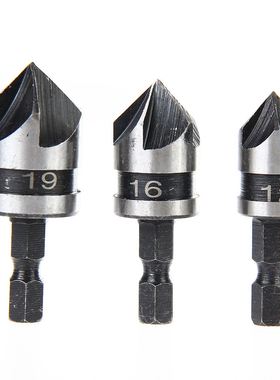 3Pcs 5 Flute 90 Degree Chamfer Drill Bit 1/4 Hex Shank Angle