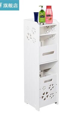 -tier Bathroom Storage Cabinet With Garbage Can White Bathr
