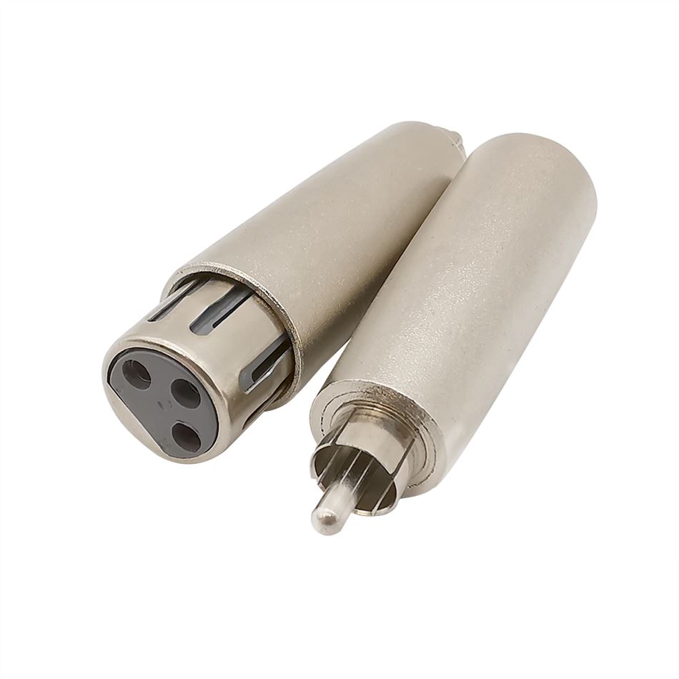 1Pcs Metal RCA Male to  Pin XLR Male Female Audio Plug Sock