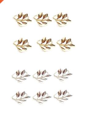 6Pcs Fall Leaves Napkin Rings Christening Metal Wedding Gift