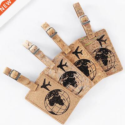 Earth Airplane Pattern Suitcase Pu Leather Luggage Tag Label