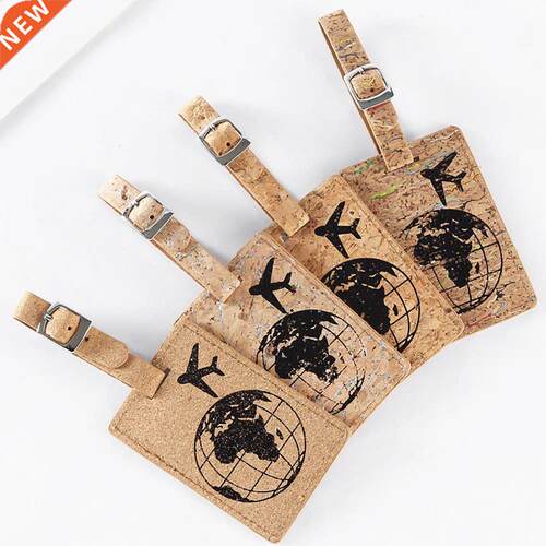Earth Airplane Pattern Suitcase Pu Leather Luggage Tag Label