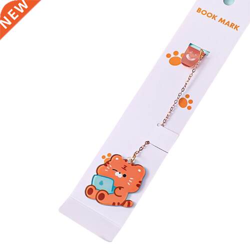 Kawaii Paperclip Bookmarks with Chain Tiger Pendant Page Mar