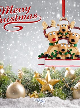 Creative Reindeer Family Christmas Pendant DIY Decor Gift Pe