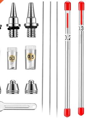 10 Pieces Airbrush Nozzle Needle Nozzle Cap Kit with Wrench