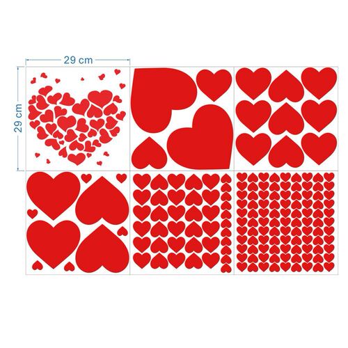 6Sheets Heart Window Stickers Decals DIY Self Adhesive