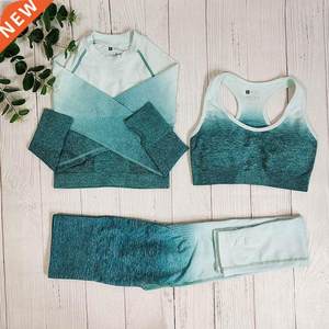 Ombre Sportswear Women Yoga Sets Outfit Fitness Gymnastic Su