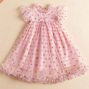 2022 New Fashion Summer Girls Princess Dress Kids Dot Ruffle