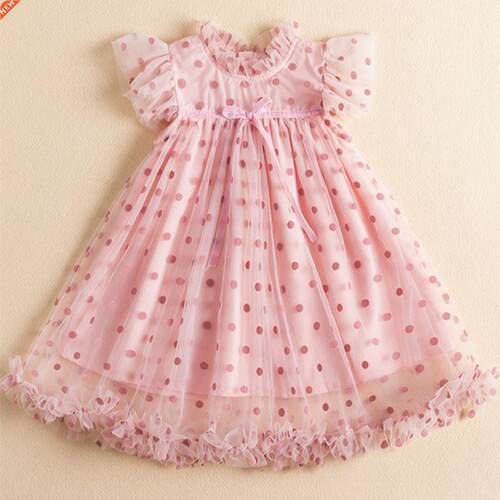 2022 New Fashion Summer Girls Princess Dress Kids Dot Ruffle