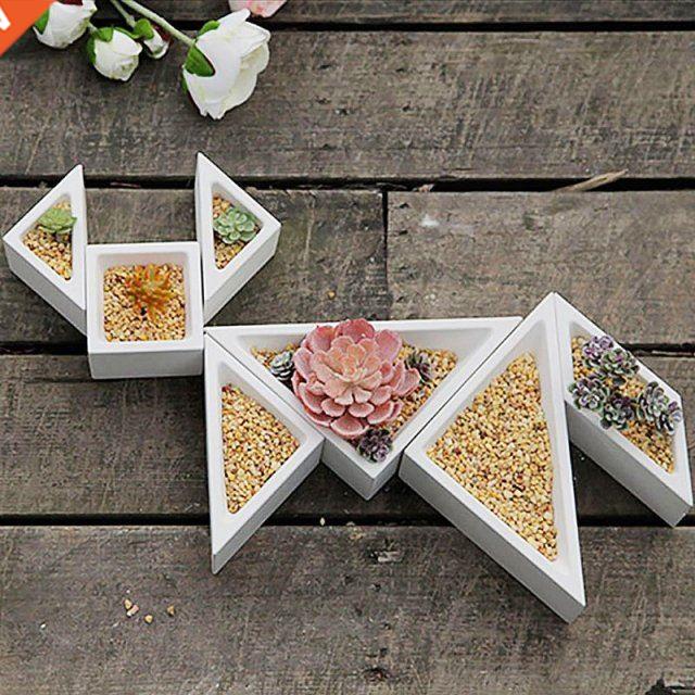 3pcs Triangle Rhomus Square Silicone Flower Pot Mold Cement