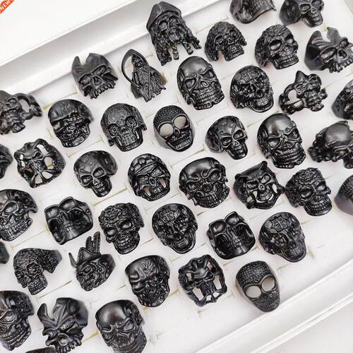30 Pcs/Lot Gothic Punk Big Skull Rings for Women Men Skullie
