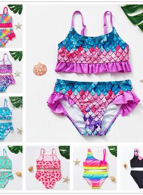 2~16Year Girls Swimsuit Kids Swimwear Cute print Kids Bikini