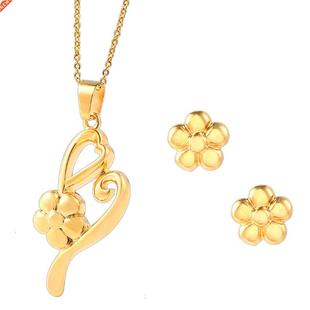 Rose Flower Necklace Pendant Earrings Jewlery Sets for Women