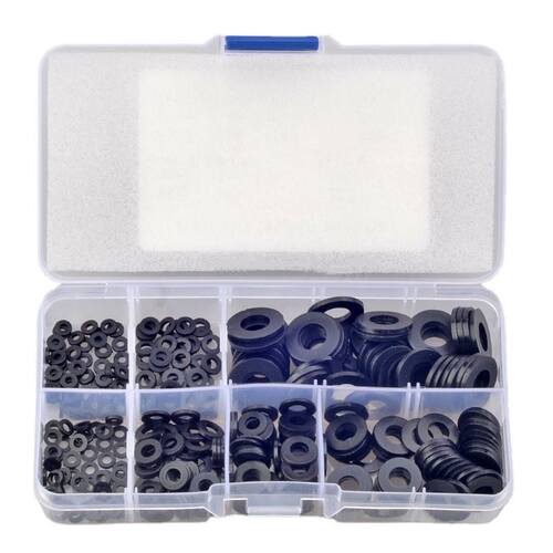 350PCS Black Nylon Flat Washer Set M2 M2.5 M3 M4 M5 M6 M8 Pl