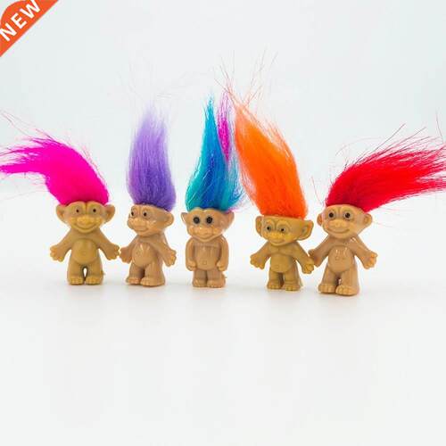 5pcs/lot Anime Action Figure Kawaii Trolls Dolls Colorful Ha