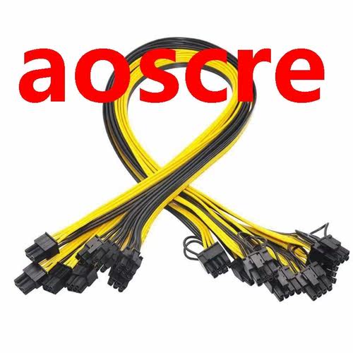 10Pcs 16AWG 6 Pin PCI-E to 8 Pin (6+2) PCI-E (Male to Male)