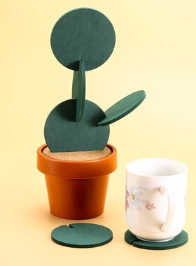 DIY Cactus Coaster Set Nonslip Pad Creatives Artificial Insu