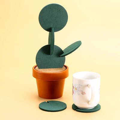 DIY Cactus Coaster Set Nonslip Pad Creatives Artificial Insu