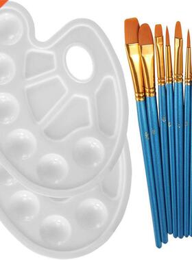 10Pieces Round Pointed Tip Nylon Hair Brush Set With 2 Piece