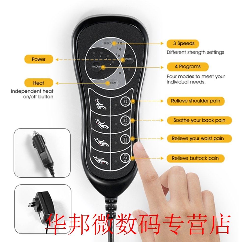 10 Motor Vibration Massage Chair Seat Cushion w/ Heat for Ho