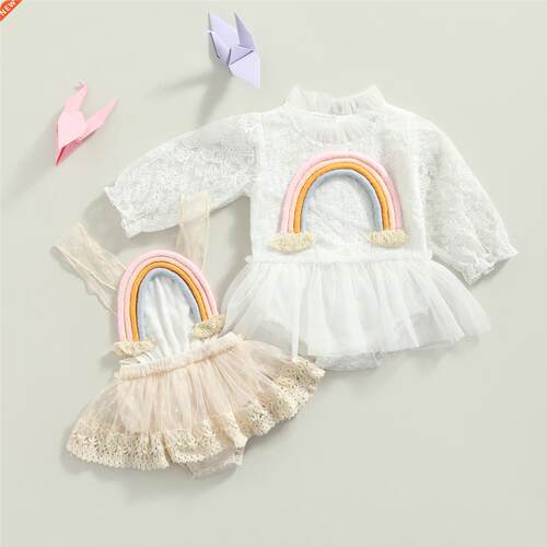 Lace Princess Toddler Romper Sweet Rainbow Ruffle Newborn Ba