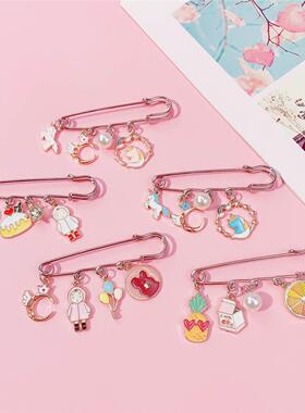 Unicorn Ocean Shell Fan INS Cartoon Brooch Female Children C