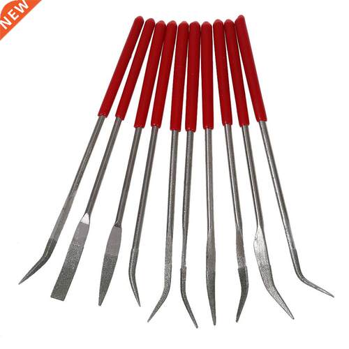 160 x 4mm Lapidary Bent Curved Diamond Needle Files Red Hand