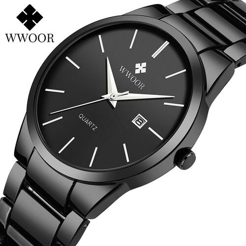Men Watch 2021 Fashion Full Black Watch For Men WWOOR Top B