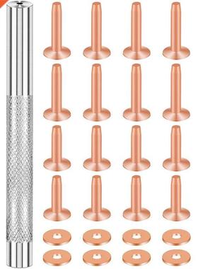 20Pack Copper Rivets and Burrs (14mm and 19mm) with 2Pcs Pun