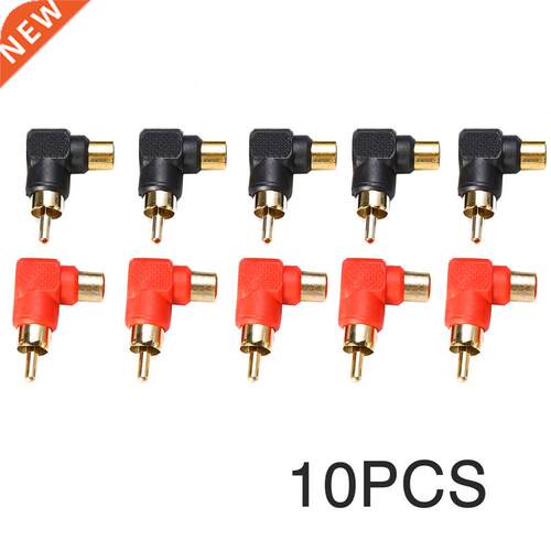Mayitr 10pc Right Angle 90 Degree RCA Male to RCA Female Con