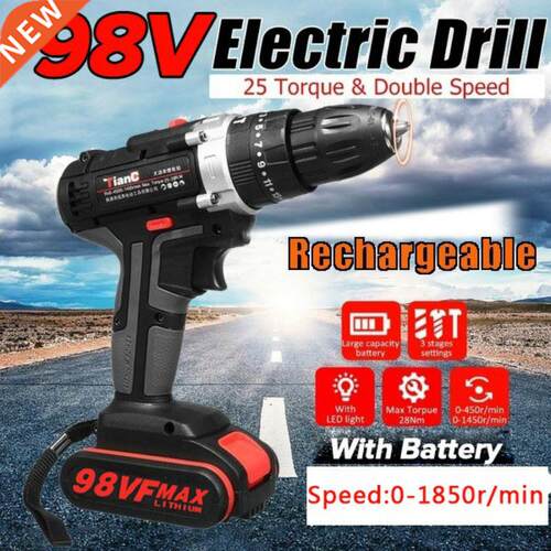 98V/58/36V/24V 28Nm Electric Cordless Compact Hammer Drill