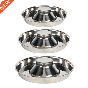 Pet Stainless Steel Round Dog Bowl Puppy Litter Food Feeding
