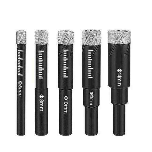 6/8/10/12/14mm Vacuum Brazed Diamond Dry Drill Bits Hex Shan