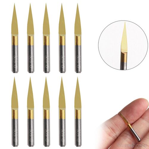 10Pcs/Set Titanium Coated Carbide PCB Engraving 15° 0.1mm C