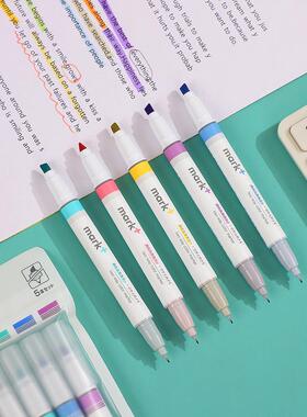 1 Pcs KOKUYO Cute Fresh Double Head Marker Highlighter Crea