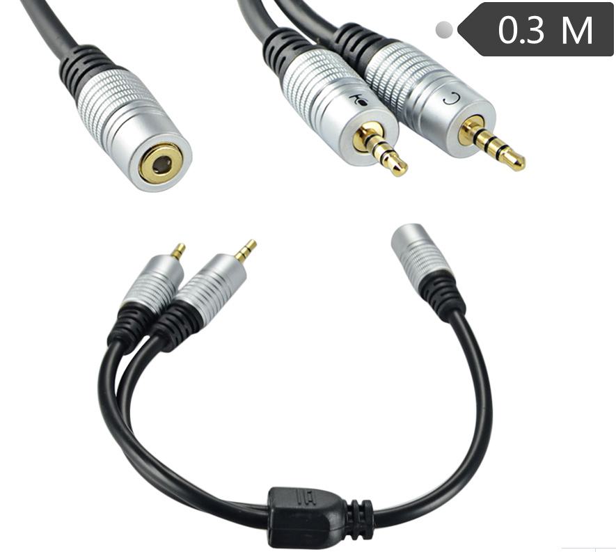 DC 3.5mm TRRS 4Pole female to 2 3.5mm male input TRS Audio