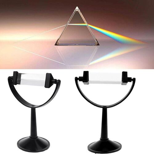 Optical Glass Triple Triangular Prism with Stand for Physics