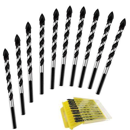 Multipurpose Drill Bits, 10-Piece 6mm Multi-material Drill